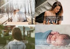 four different images show the same person and their baby's birth, newborn announcement