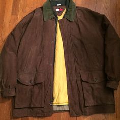 In Like New Condition. Only Liner Jacket’s Ribbing Shows Slight Pilling. 4th Picture Shows A Small Scuff Above The Wearer’s Left Pocket. Brown Suede With Hunter Green Corduroy Trim. Made In Korea. Quilted Hunter Green Light Weight Liner Jacket Can Be Worn Separately. Has Snap Buttons And Suede Zipper Pulls. Both Jackets Have Leather Stamped Hooks At The Back. Tommy Hilfiger Fall Outerwear With Pockets, Tommy Hilfiger Fall Outdoor Outerwear, 90s Tommy Hilfiger, Liner Jacket, Leather Stamps, Green Corduroy, Zipper Pulls, Green Light, Hunter Green