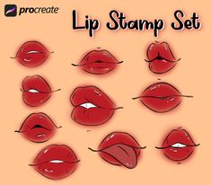 the lip stamp set includes many different types of lips