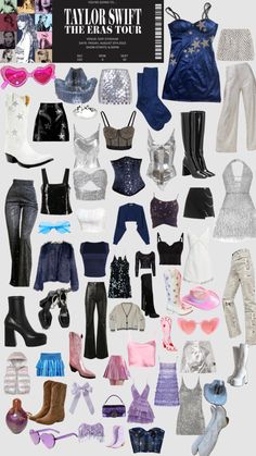 a large poster with many different types of clothes and shoes on it's sides