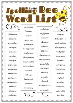 spelling bee word list for kids