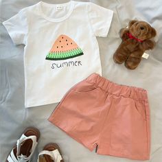 Adorable Summer T-Shirt And Shorts Set For Baby. Shorts Have Elastic Waist. Sandals And Sunglasses Sold Separately. Sailor Style Outfit, Capri Outfits, Toddler Girl Shorts, Baby Girl Shorts, Patriotic Outfit, Sailor Fashion, Old Dresses, Girls Dresses Summer