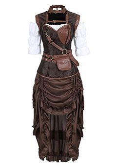 Corset Dress Vintage, Corset With Skirt, Steampunk Corset Dress, Medieval Peasant, Saloon Girl, Moda Steampunk, Dress Medieval, Women Steampunk, Corset Steampunk