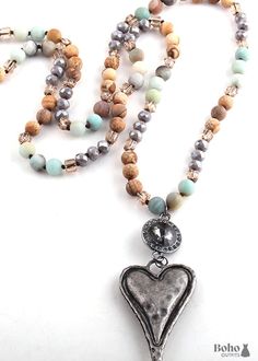 Shop Chic Boho Necklace, RH Amazonite Jasper, Heart Brown Natural Stone Material: Natural Stone, Alloy Size: 88 cm Making Technics: Full Handmade Product condition: 100% New and Exquisite Quality Want to see more boho styles? >> View All Boho Jewelry and shop with Boho Dresses on Sale! Boho Beaded Necklace, Beige Stone, Beaded Jewelry Necklaces, Beaded Necklace Designs, Boho Dresses, Stone Material, Boho Accessories, Fluttershy, Beads And Wire