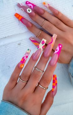 French Tip Coffin Nails, French Tip Coffin, Long Nail Art, Nail Colour, Long Nail, Dope Nail Designs, Acrylic Nails Coffin Pink, Long Square Acrylic Nails, Unique Acrylic Nails