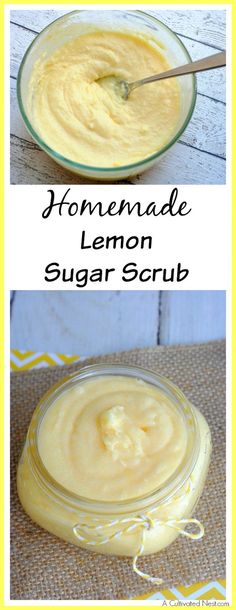 A great way to keep your skin beautiful and healthy is to use a body scrub! This moisturizing homemade lemon sugar scrub will clean your skin and leave it moisturized! This makes a great gift! Diy Scrubs, Health Coconut Oil, Lemon Sugar Scrub, Natural Beauty Recipes, Coconut Oil Uses