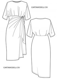 the front and back view of a women's dress