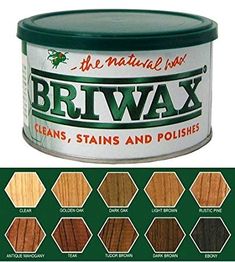 briwax stain and polish is shown in this image, with the color options