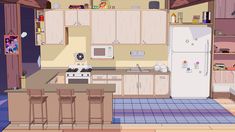 the kitchen is clean and ready for us to use in this video game, it's very nice