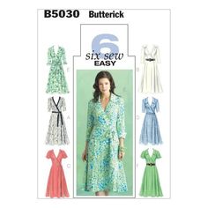 Dress, Butterick 5030 | 8 - 14 Wrap Dress Sewing Patterns, Wrap Dress Pattern, Top Sewing, Butterick Pattern, Butterick Sewing Pattern, Miss Dress, Pattern Brands, Top Sewing Pattern, Dress Belt