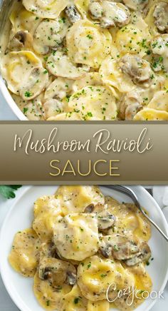 mushroom ravioli sauce smothered in ravioli Sauce For Mushroom Ravioli, Tortellini Sauce Recipes, Creamy Mushroom Ravioli, Mushroom Ravioli Sauce, White Wine Reduction, Chicken Ravioli, Creamy Mushroom Pasta