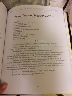 an open book with instructions on how to make pancakes and other desserts in it