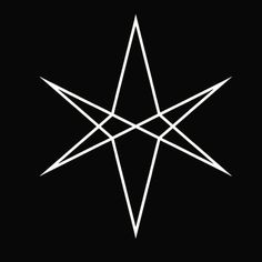 a white pentagramil on a black background in the shape of an inverted star