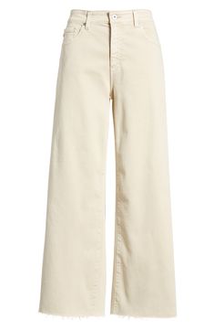 These ankle-cropped wide-leg jeans crafted from lightweight stretch denim are sure to be an everyday favorite. 27 1/2" inseam; 23" leg opening; 11" front rise; 15" back rise (size 29) 93% cotton, 6% polyester, 1% elastane Machine wash, tumble dry Imported Zara Closet, White Wide Leg Jeans, Light Grey Leggings, Wide Legged Jeans, Become A Fashion Designer, Cream Jeans, Cream Trousers, Latest Model Blouse Designs, Beige Jeans