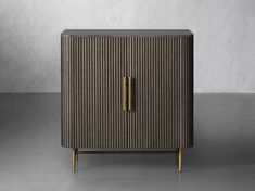 the sideboard is made out of wood and has two brass handles on each side