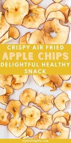 Crispy air-fried apple chips are the perfect healthy snack for any time of day! Lightly seasoned with cinnamon, these crunchy treats are made with just a few simple ingredients. They’re quick to prepare in the air fryer and offer a guilt-free alternative to traditional chips or processed snacks. Healthy snacking has never been this delicious. Air Fryer Apple Chips, Air Fryer Chips, Frying Recipes, Apple Chips Recipe, Apple Chips Baked, Airfryer Recipes, Snacks Healthy, Apple Chips