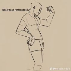 a drawing of a man with his hands on his hips and the words base reference