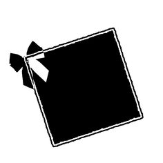 a black and white drawing of a square with a bow