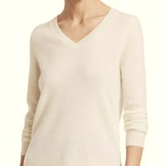 Cozy Sweater Knitted With Sumptuous Cashmere. V-Neck Long Sleeves Cashmere Rib Knit Trim. Dry Cleaning 100% Cashmere. Description Beautiful And Delicate!!! This Sweater Is Made Of 100% Cashmere, Soft And Light To Touch, V-Neckline, You Can Look Cool And Elegant, Wearing It Alone Or Layered. For Any Time Of The Year (Except Summer). Brand Saks Fifth Avenue Brand, Sizes Xs-Xl, Color Oatmeal. New With Labels. Cream Cashmere V-neck Sweater, Casual White Cashmere V-neck Sweater, Cozy Winter White V-neck Tops, Beige Cashmere V-neck Top, Beige V-neck Cashmere Top, Cream Soft Knit V-neck Sweater, Beautiful Wardrobe, Oatmeal Color, Sweater Brands