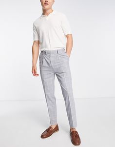 Suit pants by ASOS DESIGN Waist-down dressing Check design Regular rise Belt loops Concealed fly Functional pockets Regular, tapered fit Grey Pants Outfit Men, Grey Trousers Outfit Men, Grey Trousers Outfit, Trousers Outfit Men, Grey Pants Outfit, White Pants Men, Pants Outfit Men, Work Fits, Look Formal