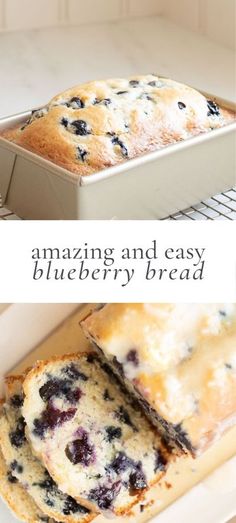 the blueberry bread has been sliced and is ready to be served in the oven