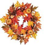 an autumn wreath with leaves and acorns