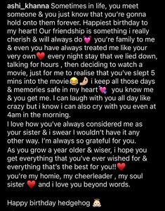 a birthday message from someone on her phone