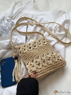 Bird in Bag - Straw Bag with Hollow Out Lace Decoration Lace Decor, Diy Supplies, Bag Bag, Bird In Bag, Straw Bag, Free Gifts, Holiday Season, Straw, Party Supplies