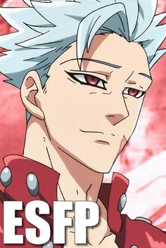 an anime character with white hair and blue eyes looking at the camera, in front of a red background