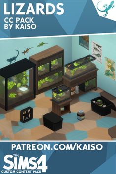 an image of a living room with fish in it and the caption reads lizards c pack by kaso