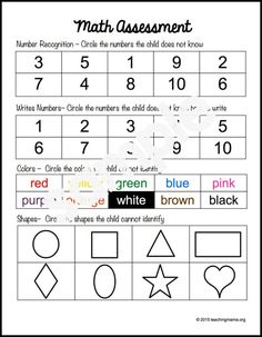 a worksheet with numbers and shapes for kids