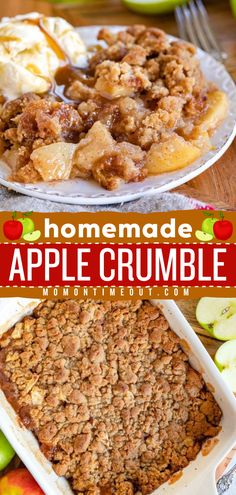 Get some ice cream ready for this apple dessert idea! This simple fall recipe will become one of your favorites. From the sweet, caramelized fruit filling to the crumbly topping, this easy homemade Apple Crumble is the BEST! Apple Crumble Recipe Single Serving, Apple Pie Gala Apples, Apple Crisp Fresh Apples, Apple Crisp Extra Topping, Fresh Apple Crumble, Spiced Apple Crumble, Small Apple Crumble, Caramel Apple Crumble Recipe, Jazz Apple Recipes