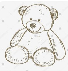 a drawing of a teddy bear on a white background