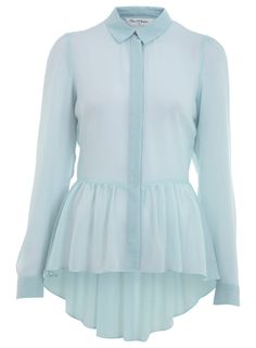 HOF £32 Long Sleeve Peplum Top, Peplum Shirt, Peplum Shirts, Blue Long Sleeve Shirt, Spring Fashion Trends, Pale Blue