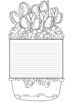 a flower pot with flowers in it coloring page