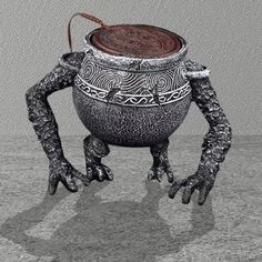 a metal frog holding a pot with its legs