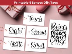 printable 5 sense gift tags