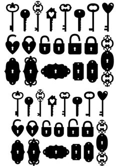 the silhouettes of different keys are shown in black and white