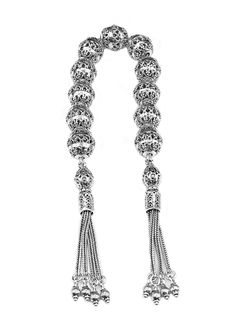 925 Sterling Silver Filigree Art 11 Pieces Lace Beads Stress Chain Tasbih Traditional Silver Beaded Rosary, Silver Bohemian Rosary With Round Beads, Silver Rosary, James Buchanan, Sterling Silver Filigree, Silver Filigree, Original Gift, Beaded Lace, Abraham Lincoln