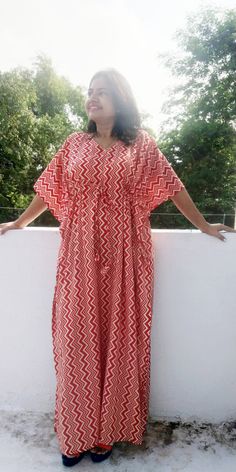 SALE-  BUY 1 AVAIL 10% OFF,BUY 2 AVAIL 15% OFF, BUY 3 AVAIL 20% OFF ..coupon showed doing check out. All dresses are custommade- ONLY FOR YOU! ALL DRESSES MADE TO MEASURE -ONLY FOR YOU! Our robes and kaftans are authentic, truly handmade , all made to measure, As   it  is custom made in the size/ length you wish. For further confirmations please message your height/size .Please have a look at our feedbacks and pictures  from our  happy buyers . Indian Block Print / tie- dyed kaftans robe- made to measure- all customizations happily accepted!!HANDBLOCK Kaftan, Kaftan dress, caftan dress,caftan maxi dress,women's clothing indian kaftan,tunic long kaftan beach kaftan indian tunic poncho Red and Beige Chevron Cotton   Hand Block Print Handmade KAFTAN- one size fits all. I have made this beauti Red Oversized Bohemian Kaftan, Free Size Red Short Sleeve Kaftan, Red Maxi Dress With Kimono Sleeves For Beach, Red Short Sleeve Free Size Kaftan, Red Short Sleeve Kaftan For Beach Cover-up, Kaftan Dresses, Cotton Caftan, Beach Kaftan, Indian Tunic