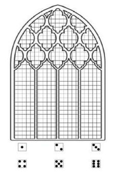 an image of a window with dices in front of it and the numbers below