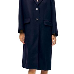 Nwt Zara Long Winter Coat. Beautiful Jacket, Just A Bit Oversized For My Frame. Zara Navy Outerwear With Pockets, Navy Zara Outerwear With Pockets, Navy Oversized Outerwear For Work, Oversized Navy Outerwear For Work, Navy Winter Coat, Zara Coat, Navy Coat, Long Winter Coats, Blue Coats