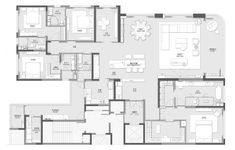 the floor plan for an apartment with three bedroom and two bathroom areas, including one living room