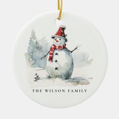 a ceramic ornament with a snowman on it