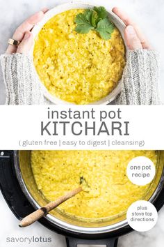 the instant pot kitchari recipe is ready to be cooked in an instant pot