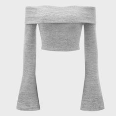 Mod Solid Off-The-Shoulder Tee Light Grey Solid Off-shoulder Winter Top, Fitted Cold Shoulder Top, Winter Off-shoulder Fitted Crop Top, Winter Fitted Off-shoulder Crop Top, Fitted Off-shoulder Crop Top For Winter, Diner Outfits, Off The Shoulder Tee, Dinner Outfits, Really Cute Outfits