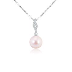 This Japanese Akoya cultured pearl pendant in platinum evokes a sense of feminine charm. It showcases an elegant flame motif that is embellished with glimmering prong set diamonds. Akoya Pearls, Cultured Pearls, Pearl Pendant, Prong Setting, Pearl Necklace, Platinum, Diamonds, White Gold, Pendant