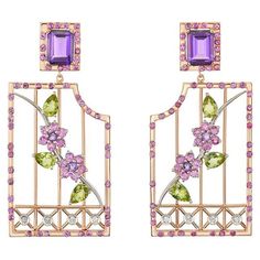 Earrings, 18Kt yellow gold with mixed stones such as Amethyst, Rubies, Peridot and Diamonds brilliant cut. It is a statement pair of earrings that it will win your admiring glances at once. This jewelry piece belongs to Metalloplasies Collection, fragments of creativity, representing all different paths Nicofilimon has walked on during his career. Nicofilimon as a jewelry designer, has this special ability to match colorful stones in his jewelry and the final result is a delicate, unique piece o Solitaire Diamond Earrings, Gold Gate, Diamonds Collection, Pearl Chandelier Earrings, Pearl Chandelier, Jewellery Exhibition, Colorful Stones, Antique Chandelier, Jewelry Images