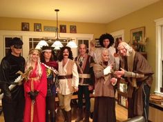 a group of people dressed up in costumes