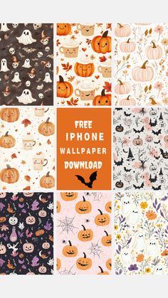 fall and halloween wallpapers Cute Ghost And Pumpkin Wallpaper, Pumpkins And Ghosts Wallpaper, Halloween Cat Backgrounds Wallpapers, Bat Pattern Wallpaper, Fall Baby Shower Decor, Halloween Seamless Pattern